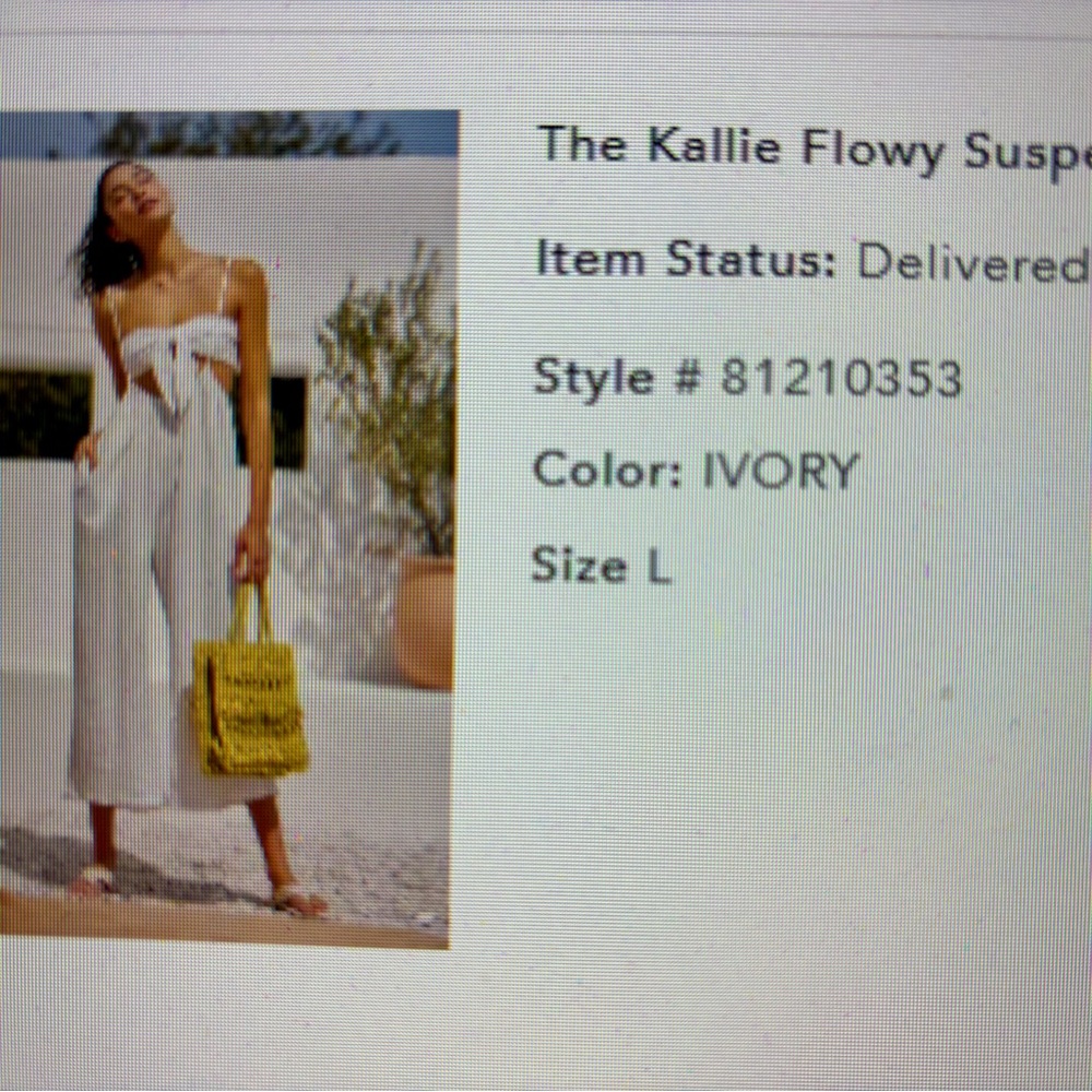 NWT Kallie Ivory Wide Leg Light Weight Suspender pants w Strapless Top